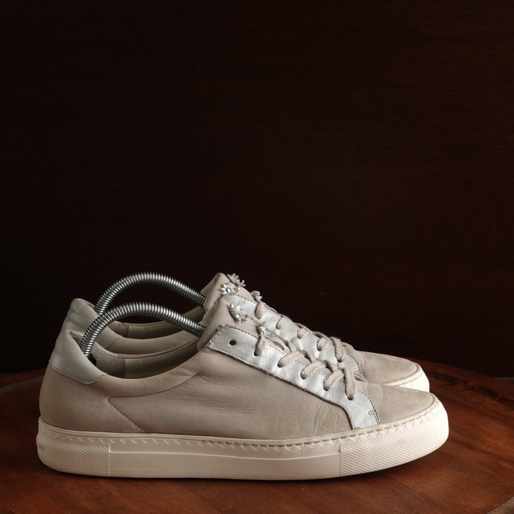 Paul Green Sneakers WMS SZ UK 8 US 10.5 Beige Silver Floral Leather Comfort Shoe
